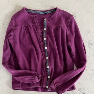 Mini Boden 7/8 Purple Button-Up Cardigan
